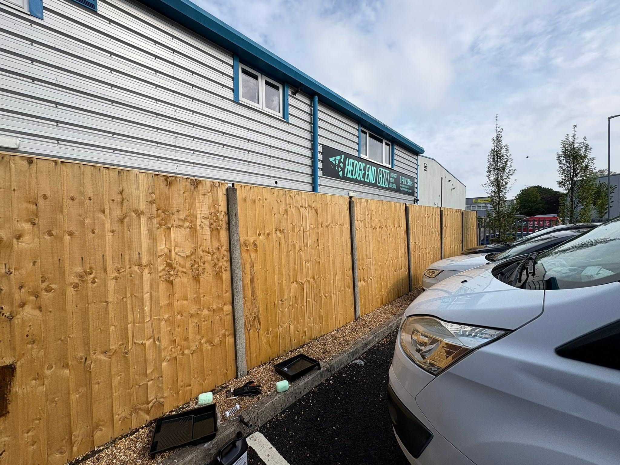 Commercial fencing install at Hedge End Gym