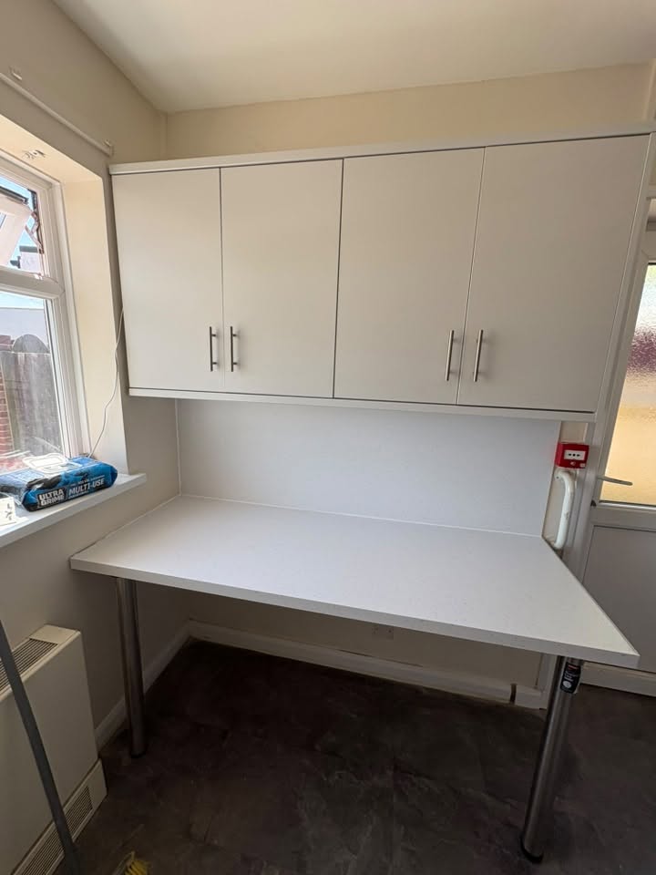 Utility room cupboard and worktop fit